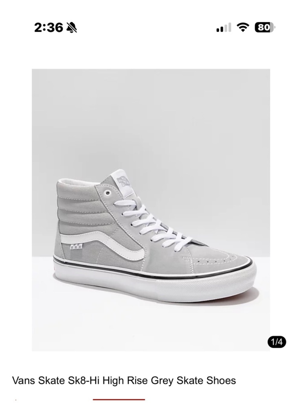 Vans Skate Sk8-Hi High Top Sneakers - size 6